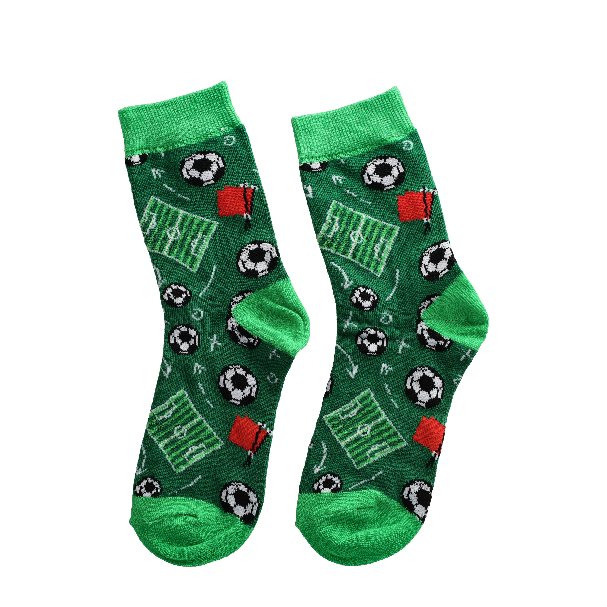 (1 Paar) Gr. 36-42 Baumwoll Socken Fussball Motiv Fashion Strümpfe - Grün