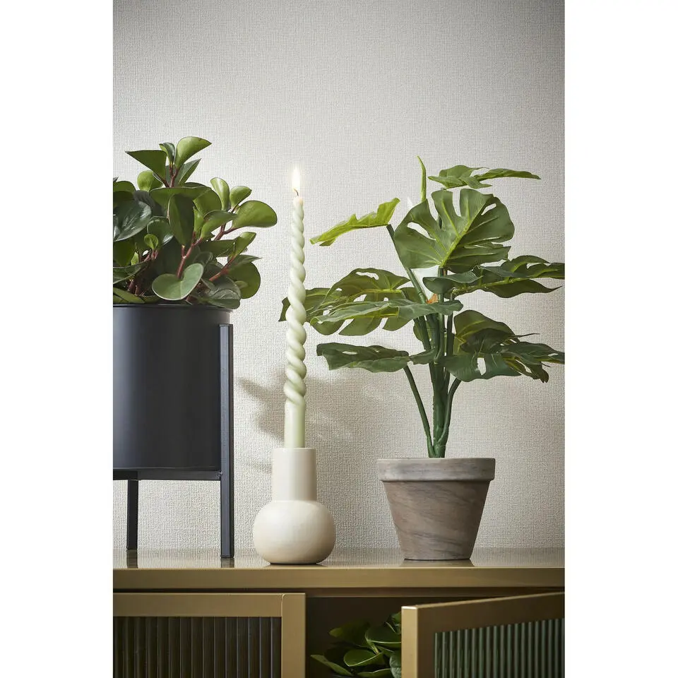 Mica Decorations Kunstplant Monstera - gatenplant - 48 cm - pot grijs