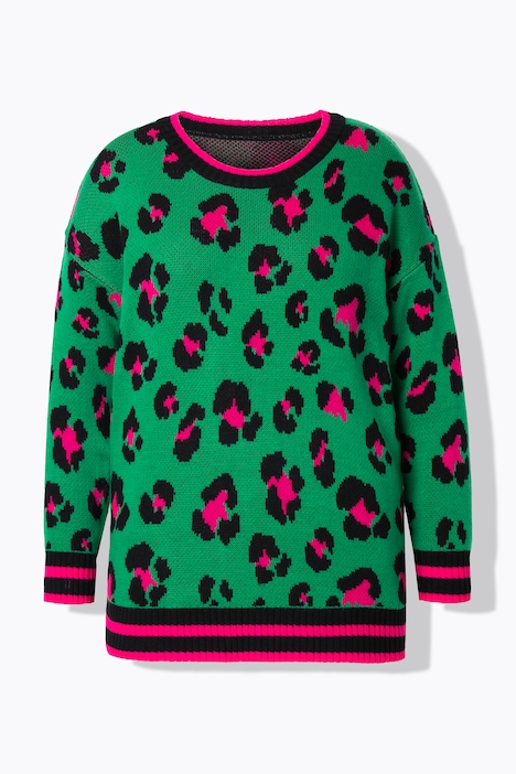 Pullover, Boxy Fit, Leomuster, Langarm