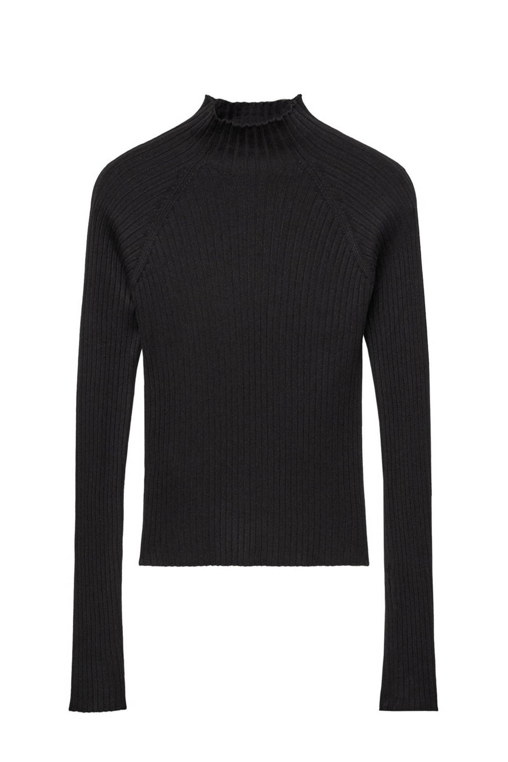 MANGO TEEN trui zwart rib gebreid