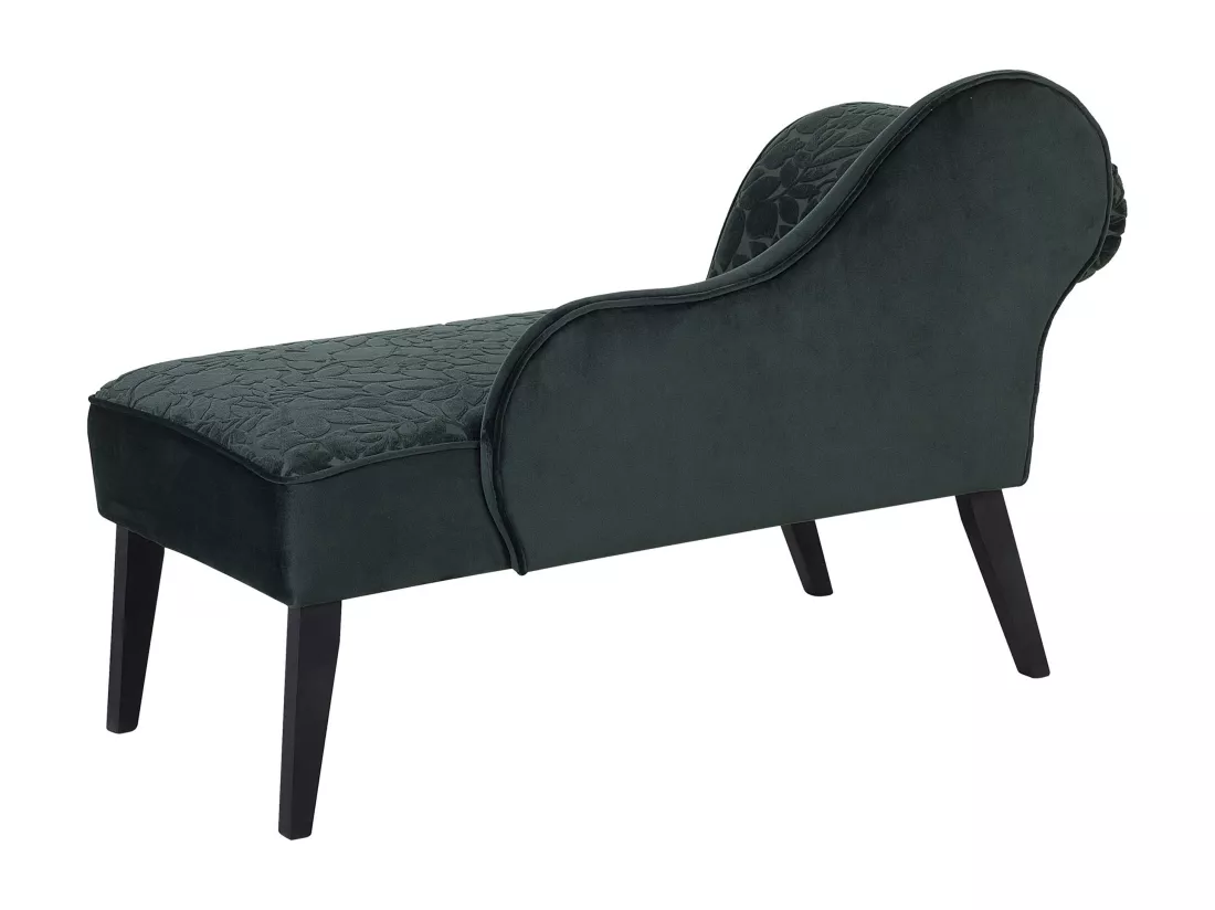 Mini chaise longue en velours vert côté droite BIARRITZ