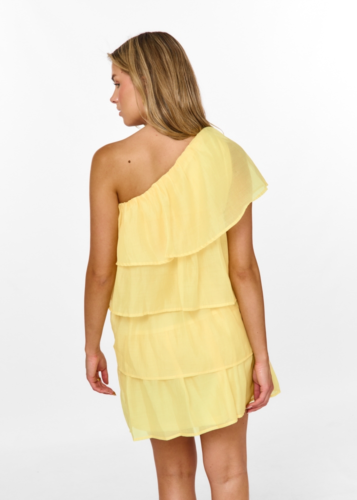 Sophie ruffle jurk geel