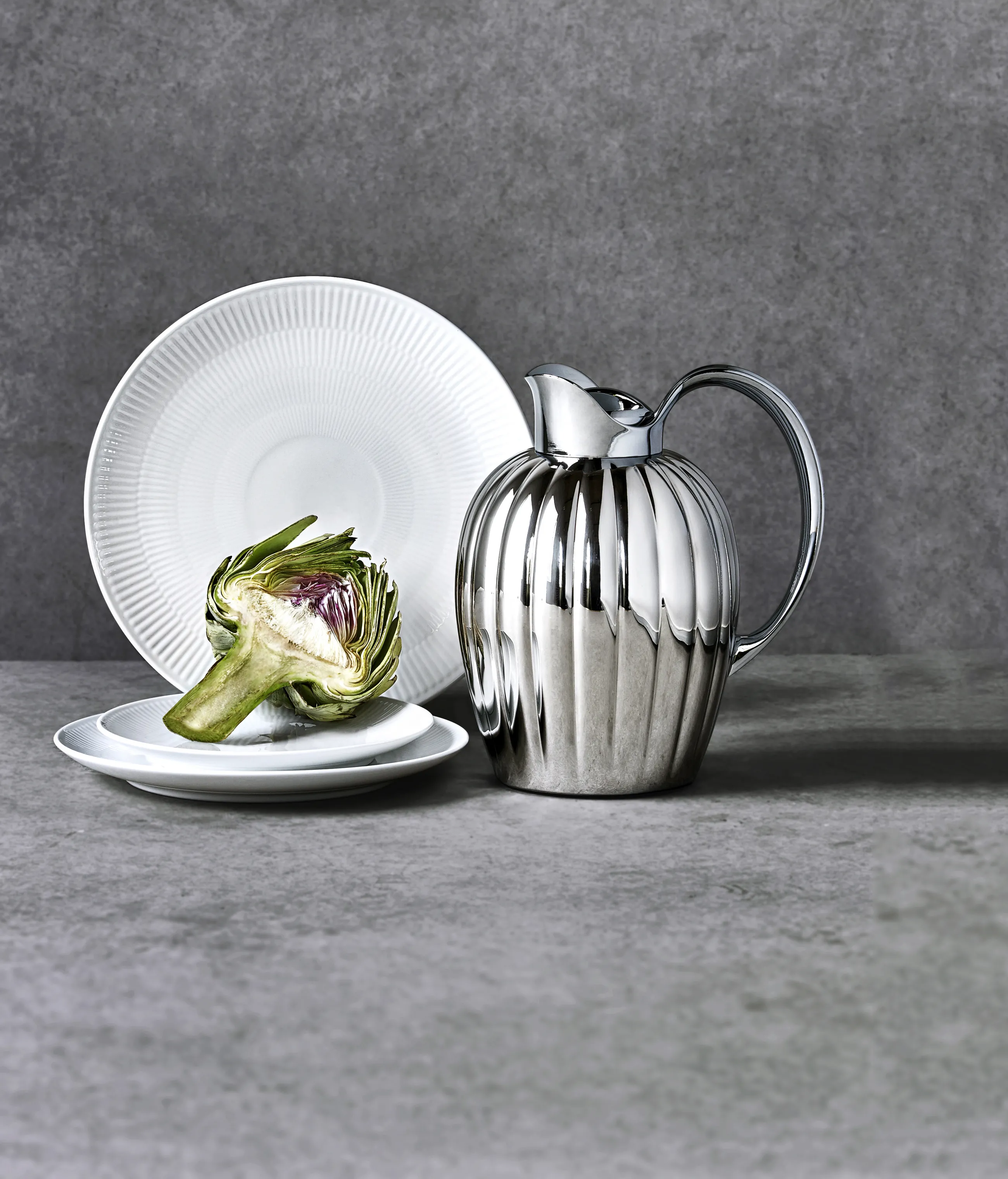 Royal Copenhagen Hvid Riflet Coupe Tallerken