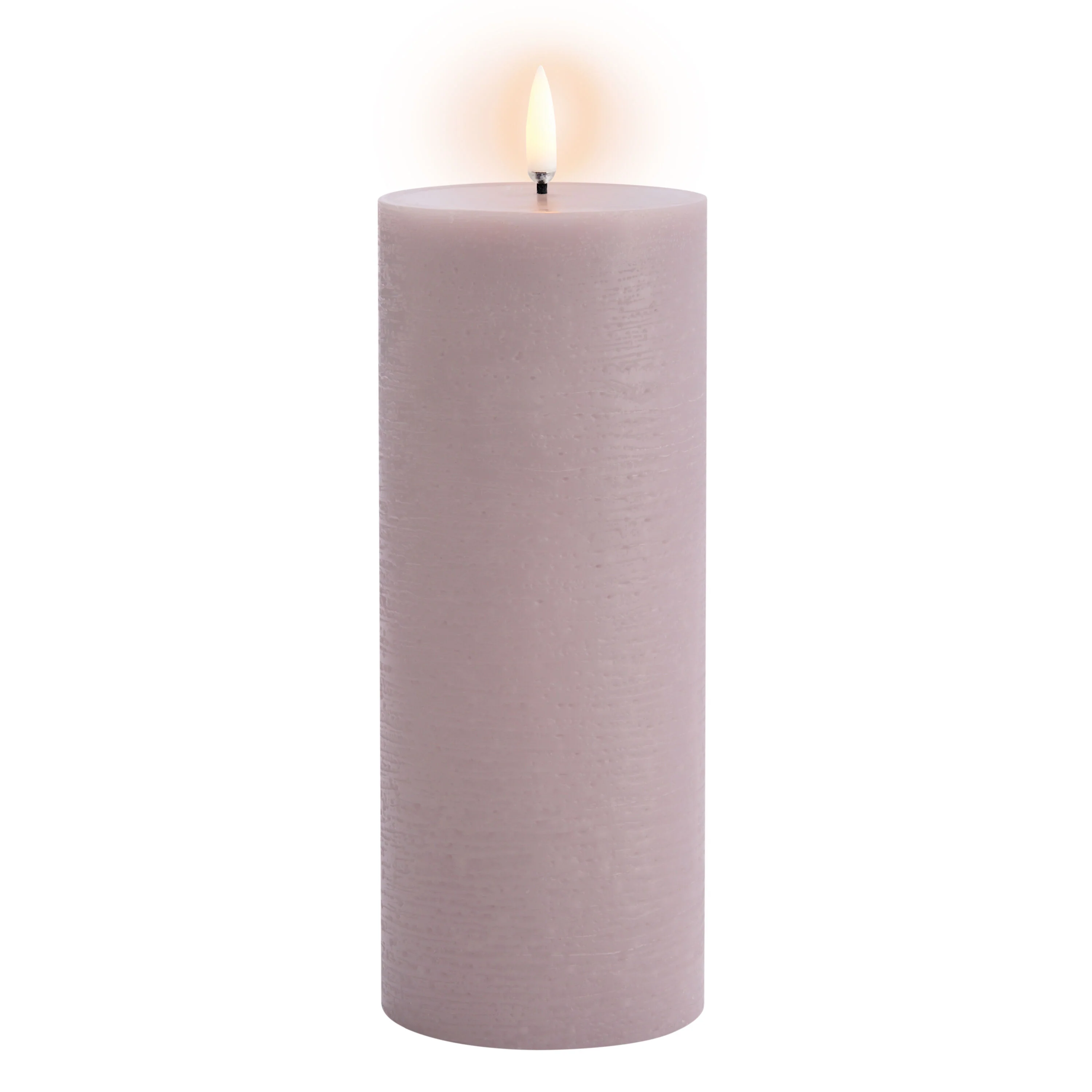 Uyuni  LED Rustic Pillar lys, Light Lavender - H20 cm.