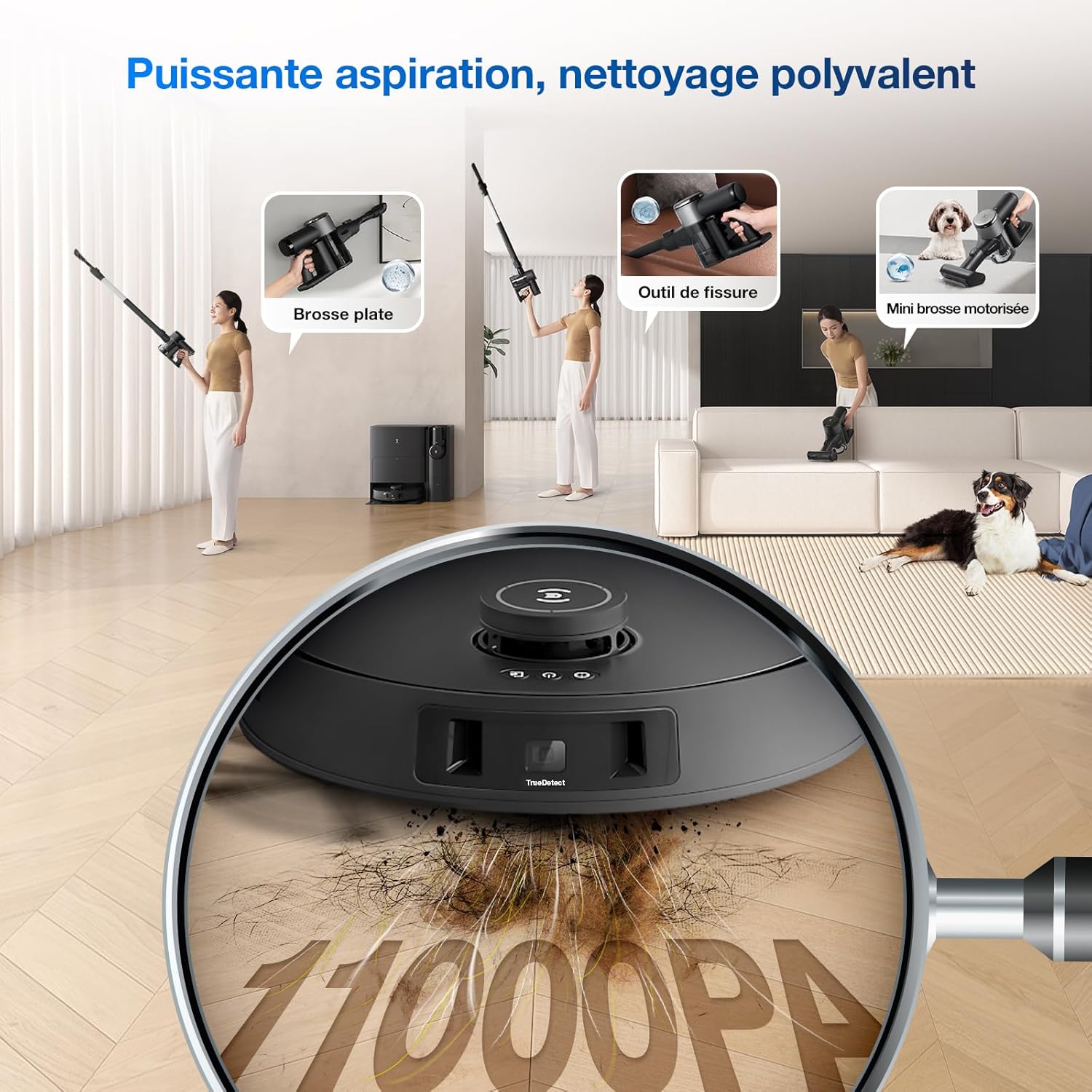 ECOVACS T30S Combo Complete Robot Aspirateur Laveur avec Station Tout-en-Un, Brosse ZeroTangle, Aspiration 11000 Pa, Auto-Levage et Nettoyage de Serpillière à 70℃, Nettoyage Adaptatif des Bords, Noir