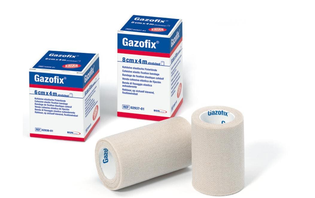 Kohäsive elastische Fixierbinde 6 cm x 4 mSelbsthaftende, elastische Fixierbinde mit Mehrfachnutzen