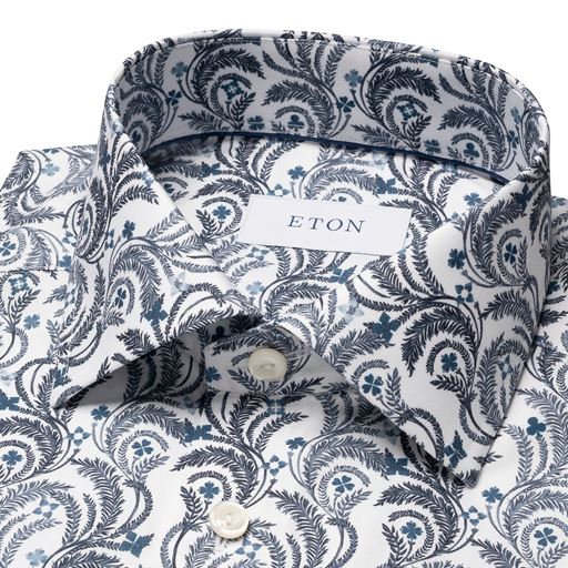Eton Floral Signature Twill Slim Skjorte, Light Blue, 44