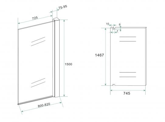 Mueller Dano badwand mat zwart 80x150cm