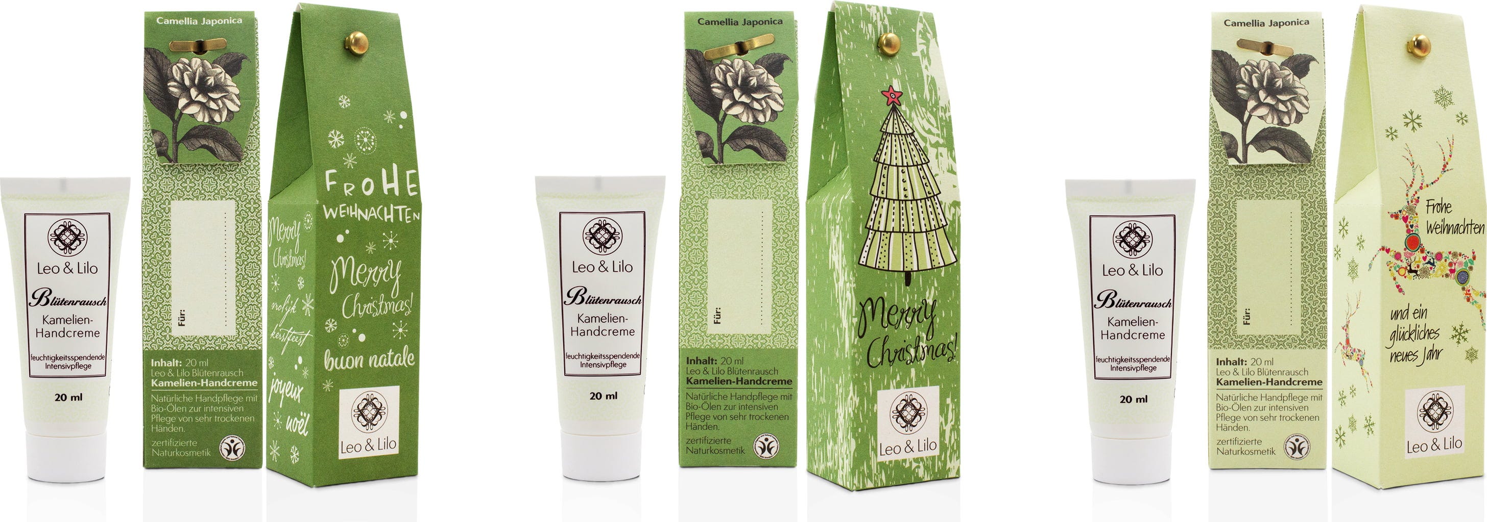 Leo & Lilo   Kleiner X-Mas Gruß Kamelie, Tannenbaum (20 ml)