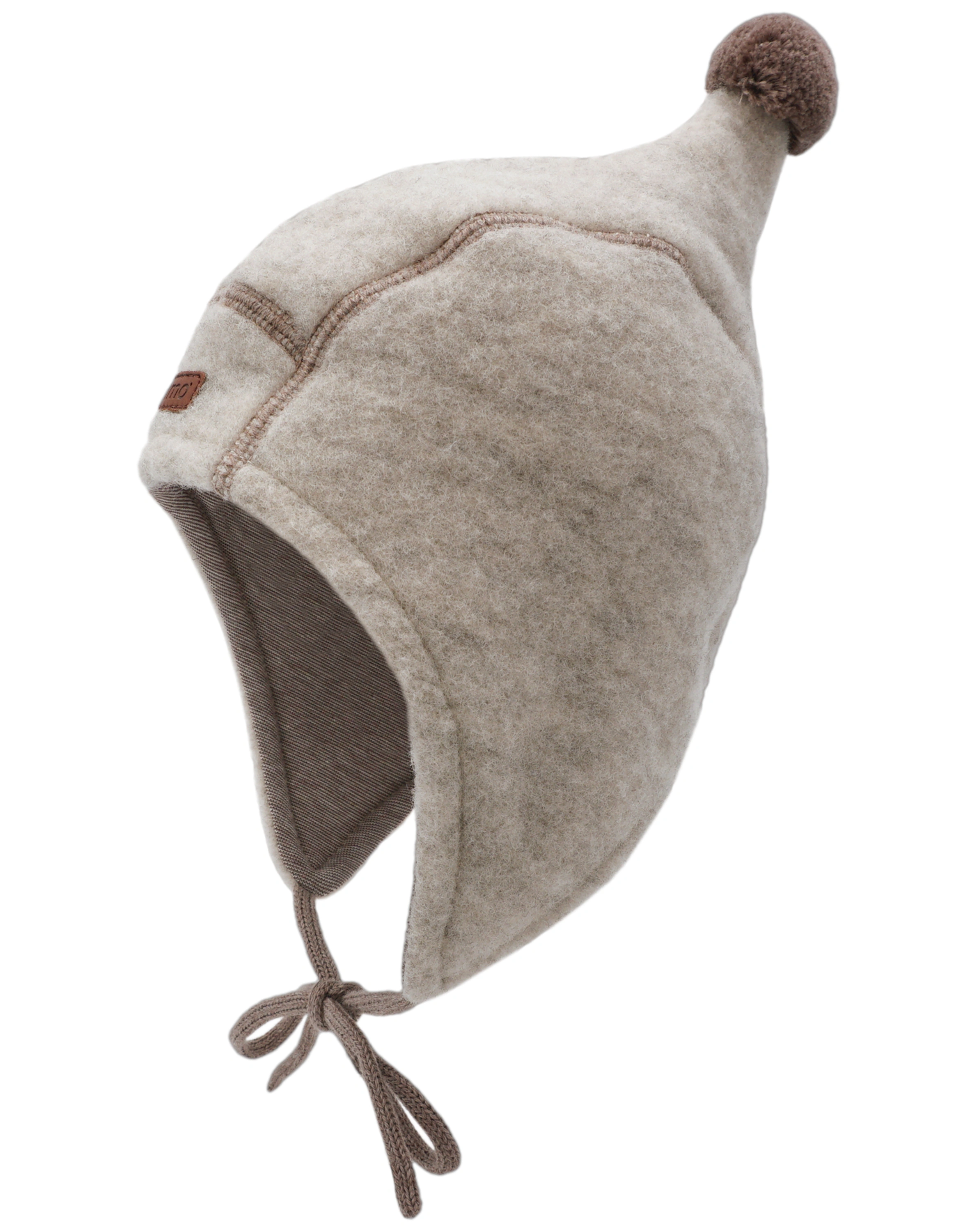 Wollfleece-Mütze WINTER mit Zipfel in düne/kastanie