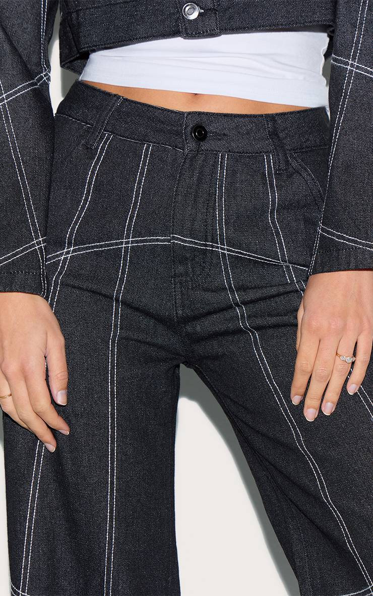 Bleu Indigo Foncé Jean En Denim À Coutures Corset