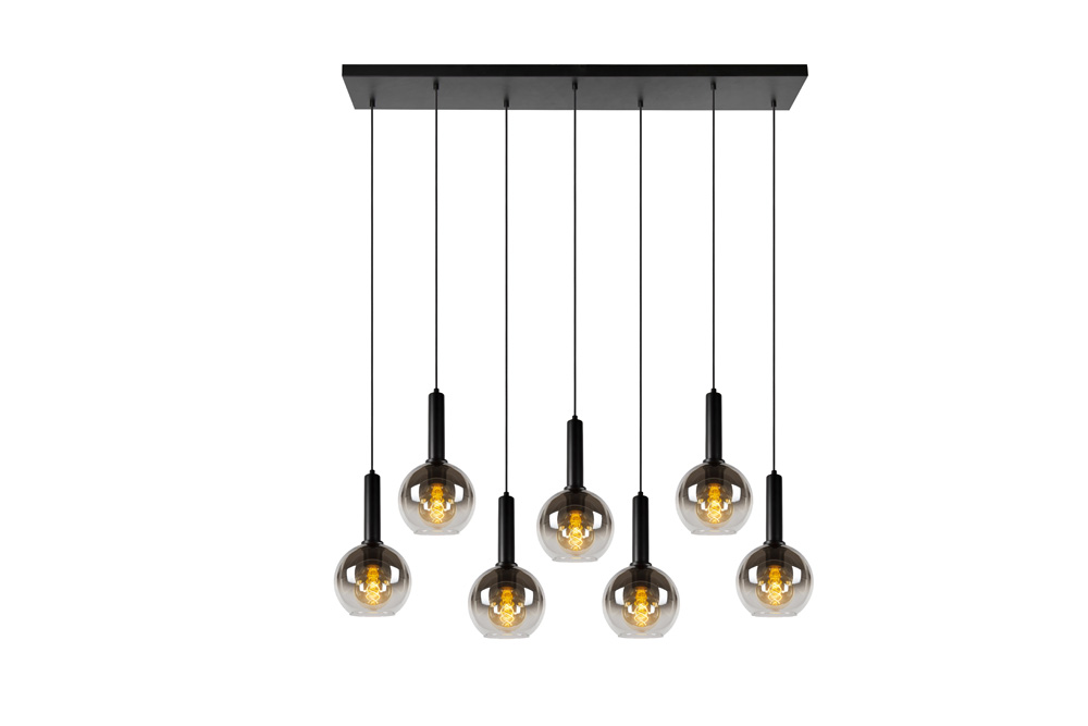 Lucide Marius hanglamp 130cm 7x E27 zwart