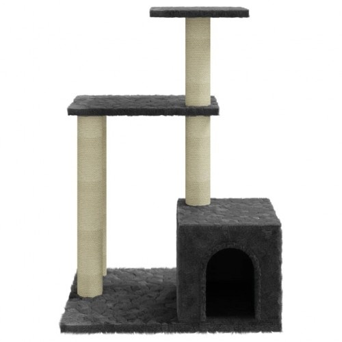 Arranhador para gatos Vidaxl com casinha, cinza escuro