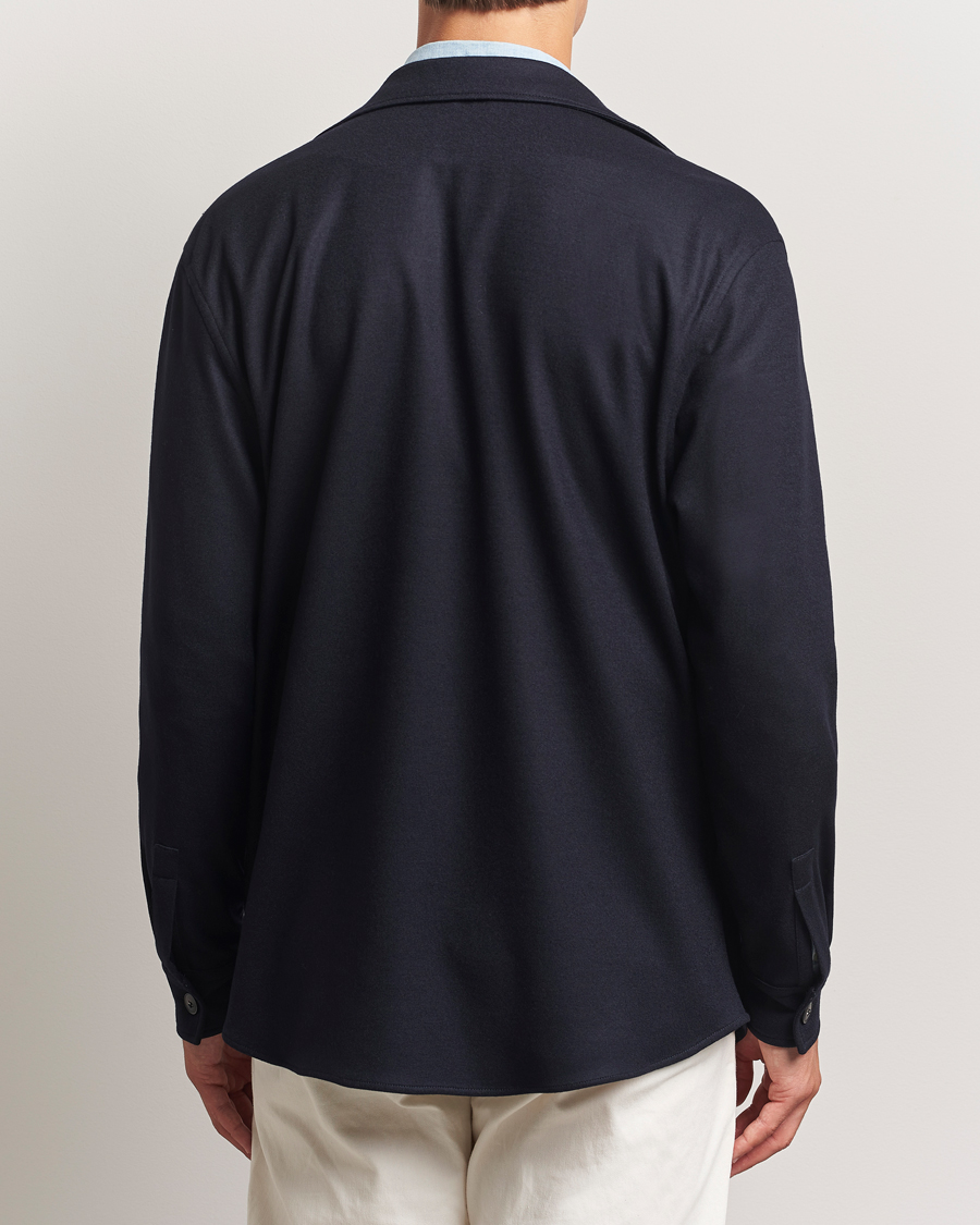 Canali Wool Shirt Jacket Navy