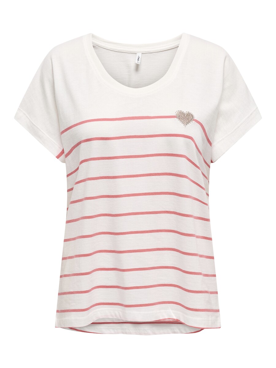 SOMENTE<br>Camiseta listrada com estampa de coração na frente