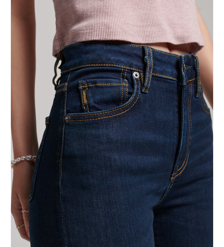 Calça jeans skinny de cintura alta Superdry em algodão orgânico azul-marinho