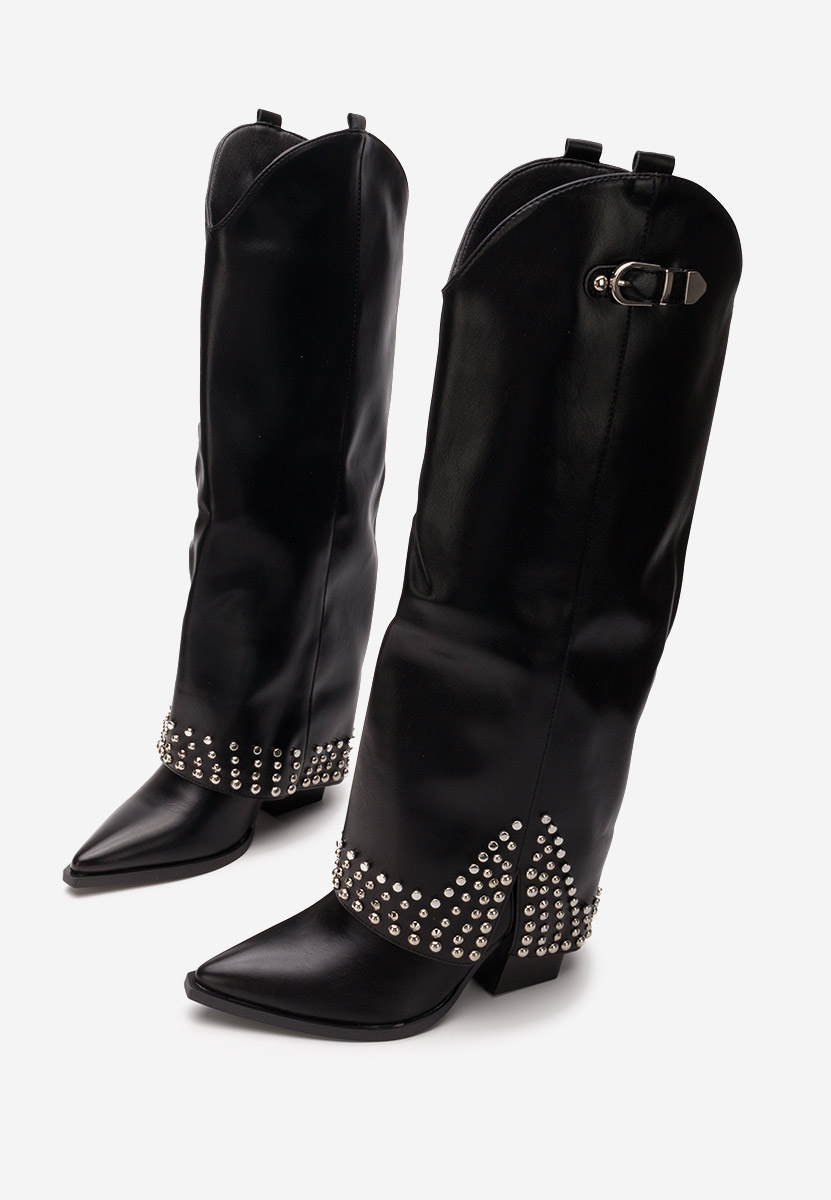 Bottes à talon carré noires Raffaela