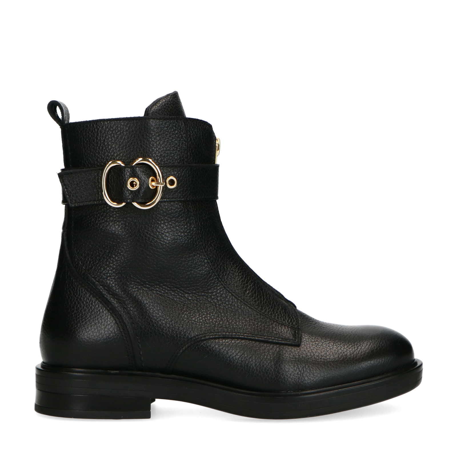 Zwarte leren biker boots met gesp