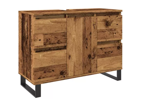 Armoire de salle de bain vieux bois 80x33x60 cm bois ingénierie