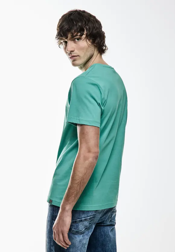 Basic V-Neck  T-Shirt - light urban green
