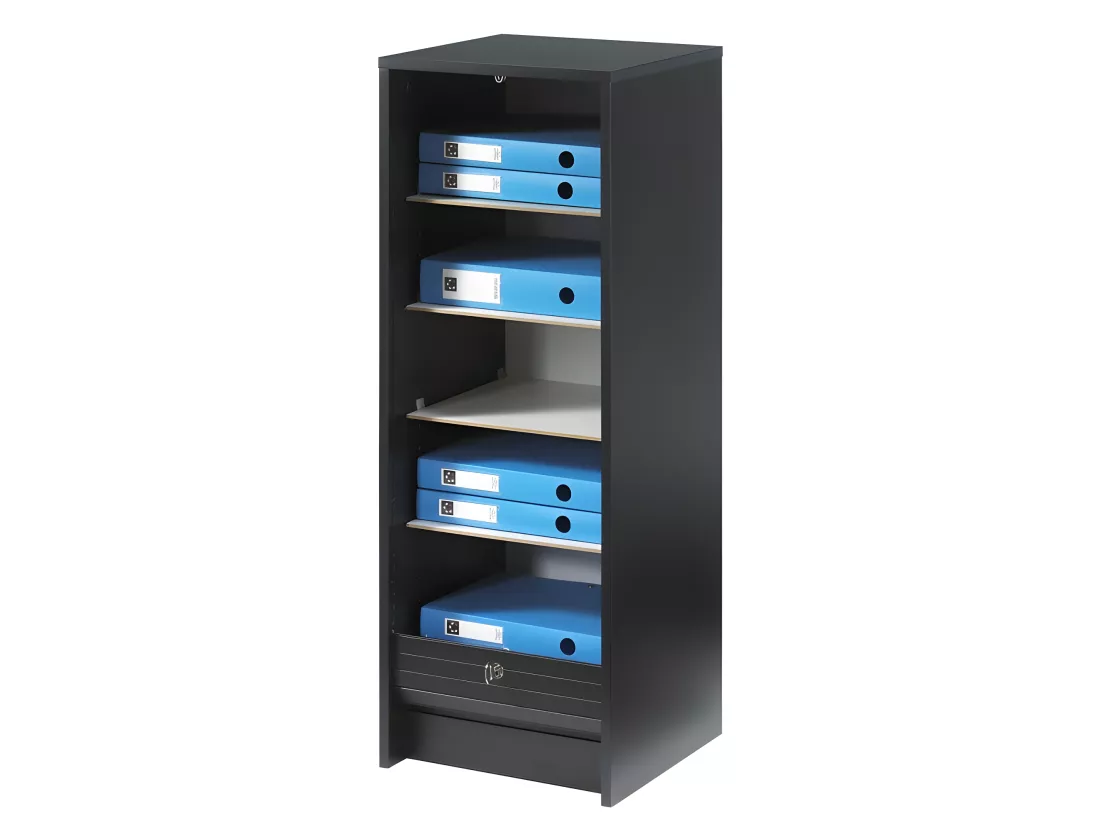 Classeur à Rideau Noir 5 Etagères Serrure L 37.8 H 103.8 P 38.4 cm - Coloris: Londres 700