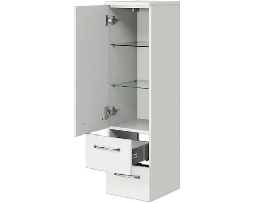 Pelipal Kumba badkamermeubelset (B x H x D 167 x 200 x 50 cm), glanzend witte fronten, 5-delige set inclusief witte mineraalstenen wastafel, halfhoge kast, onderkast en bovenkast (99.1070126093)