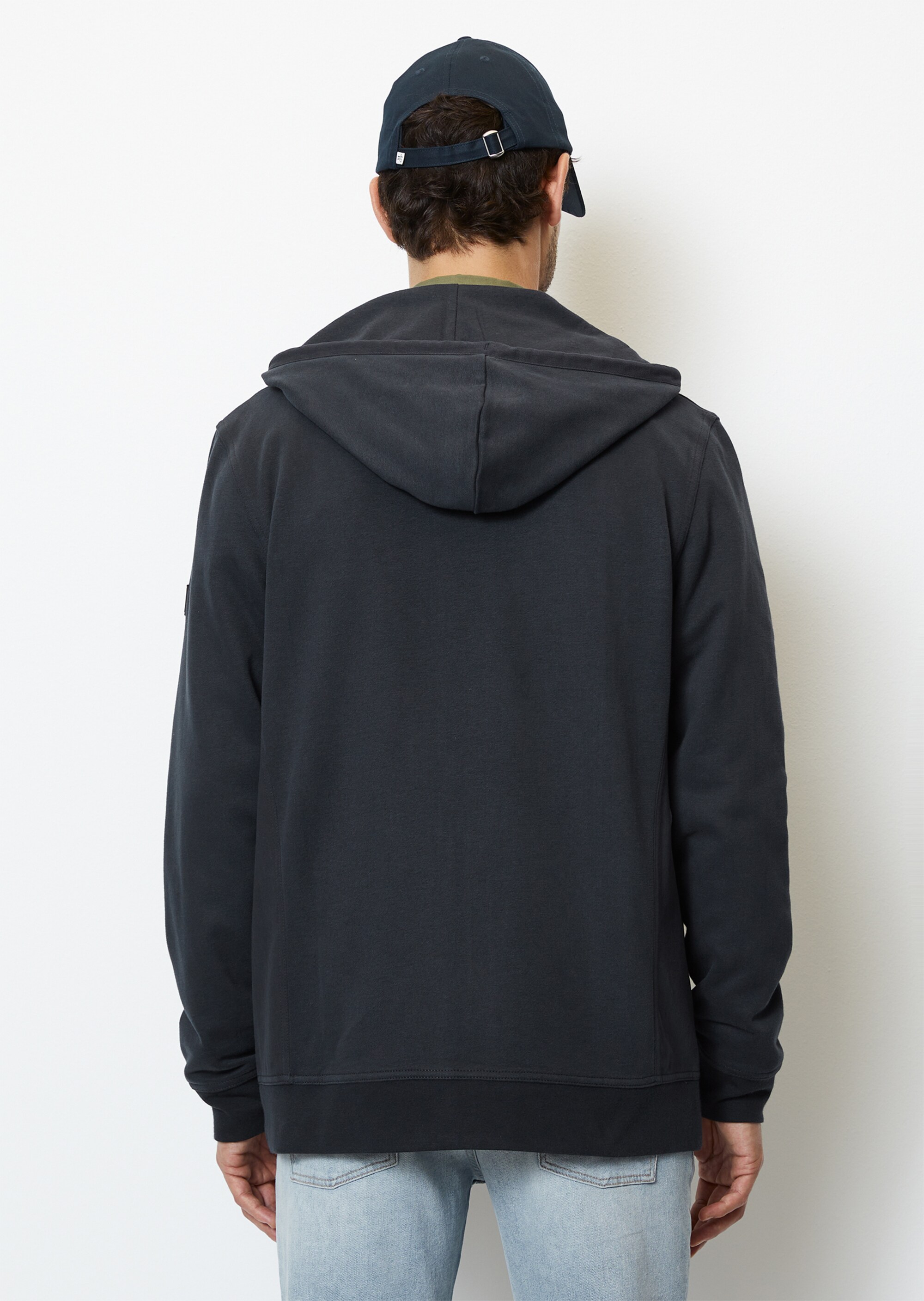 Kapuzen-Sweatjacke regular mit Herringbone-Einsätzen