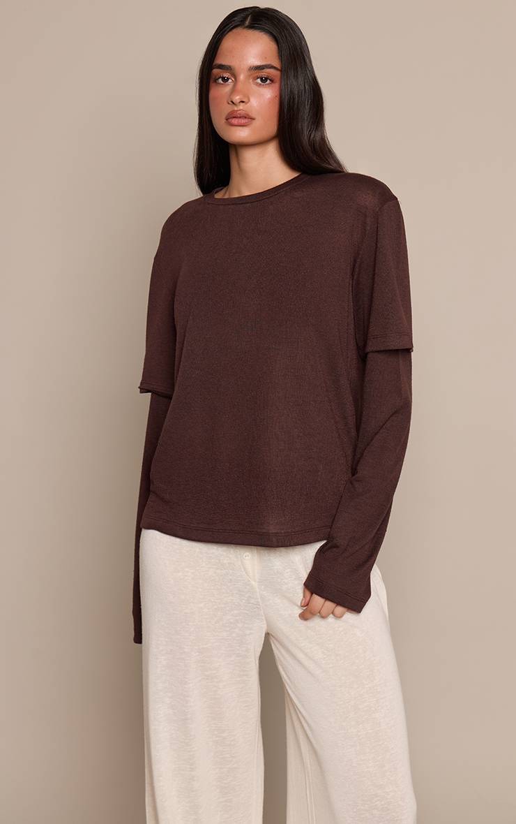 T-shirt Oversize À Manches Superposées En Jersey Chiné