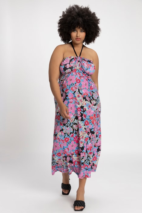 Maxikleid, Neckholder, Allover Print, ärmellos