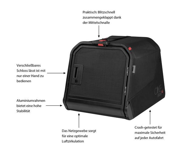 1one1 Origami Hundetransportbox, schwarz, S,