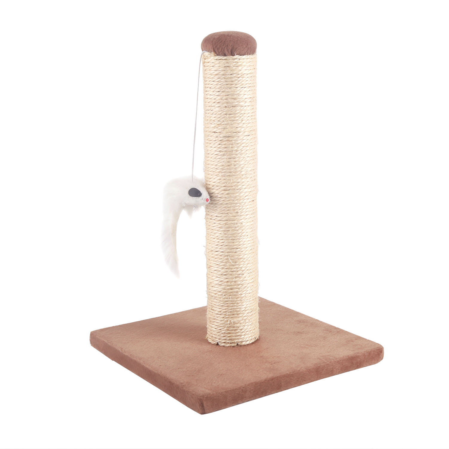 Arranhador de sisal para gatos Nobleza com brinquedo. Pequeno, marrom. Dimensões: 25 x 25 x 35 cm