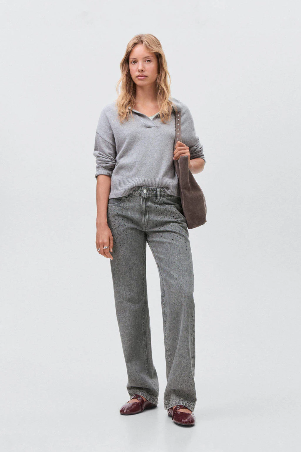 MANGO TEEN straight leg jeans grey denim