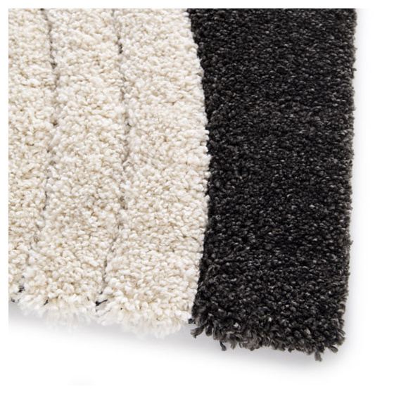 Tapis de salon en relief - modern circle - noir et crème - 120 x 170 cm