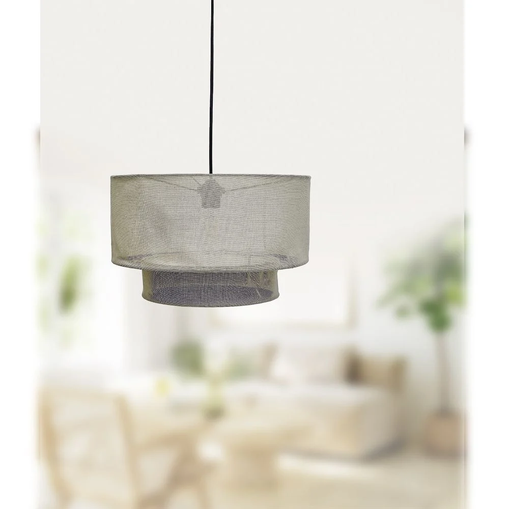 Suspension avec abat-jour en lin beige Ø40 cm