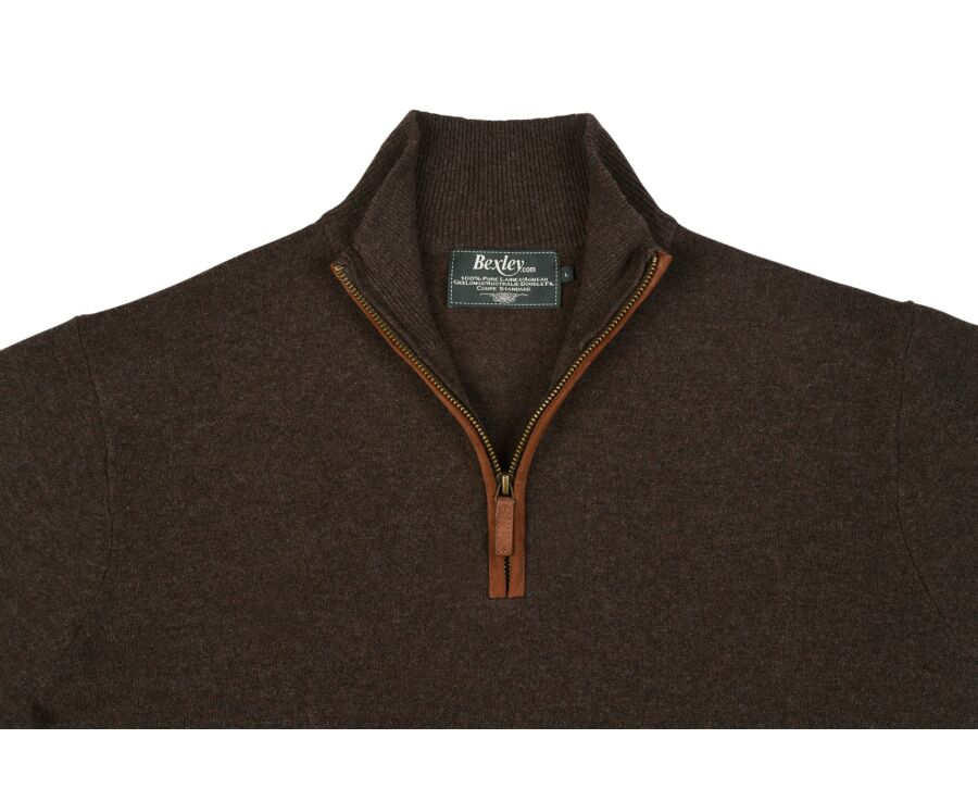 Pull laine col zippé Chocolat Foncé - KEITHY
