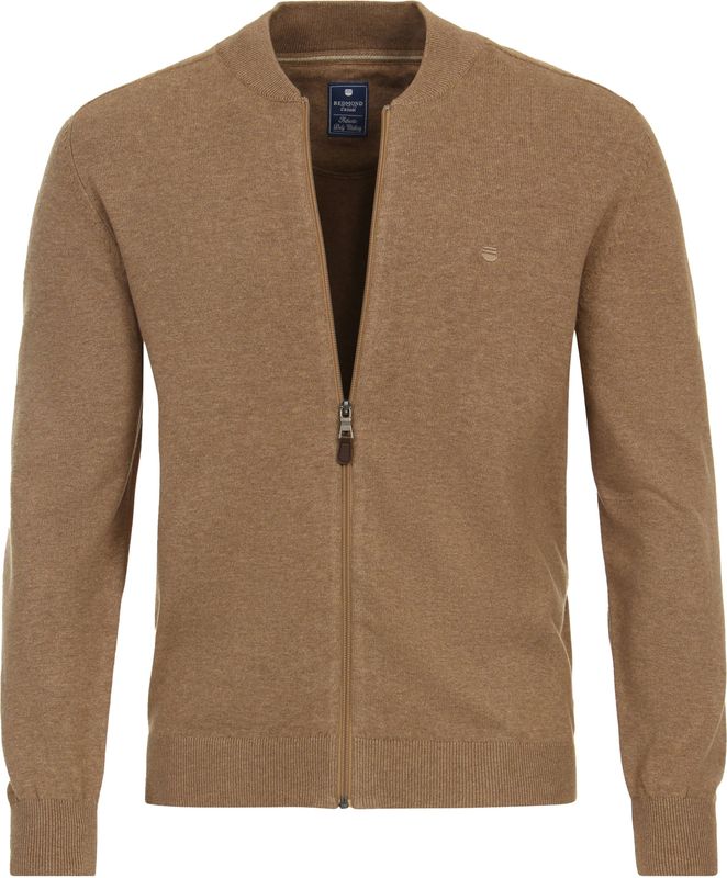 Redmond heren vest katoen, opstaande kraag, camel (middeldik)