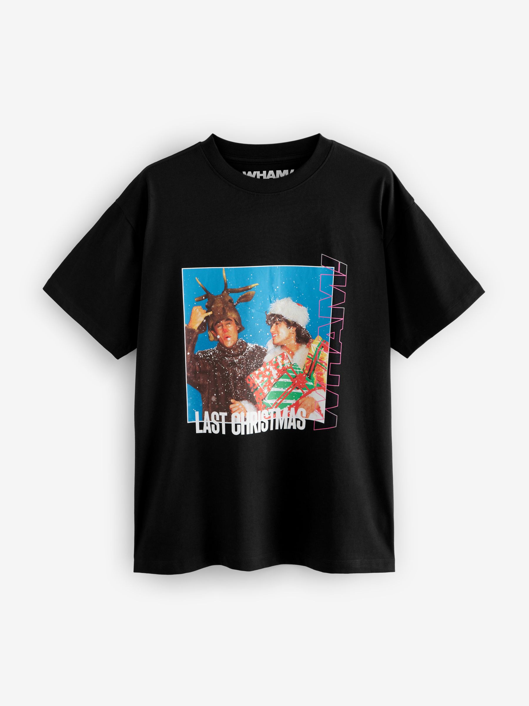 Zwart - 100% katoenen Wham Licence Last Christmas T-shirt met korte mouwen en grafische print