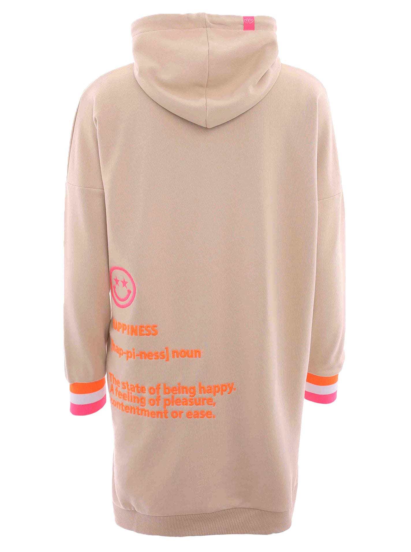 Zwillingsherz Sweatkleid Kängurutasche mit Kapuze, Fronstickerei, Kängurutasche, Neonprint, Regular Fit