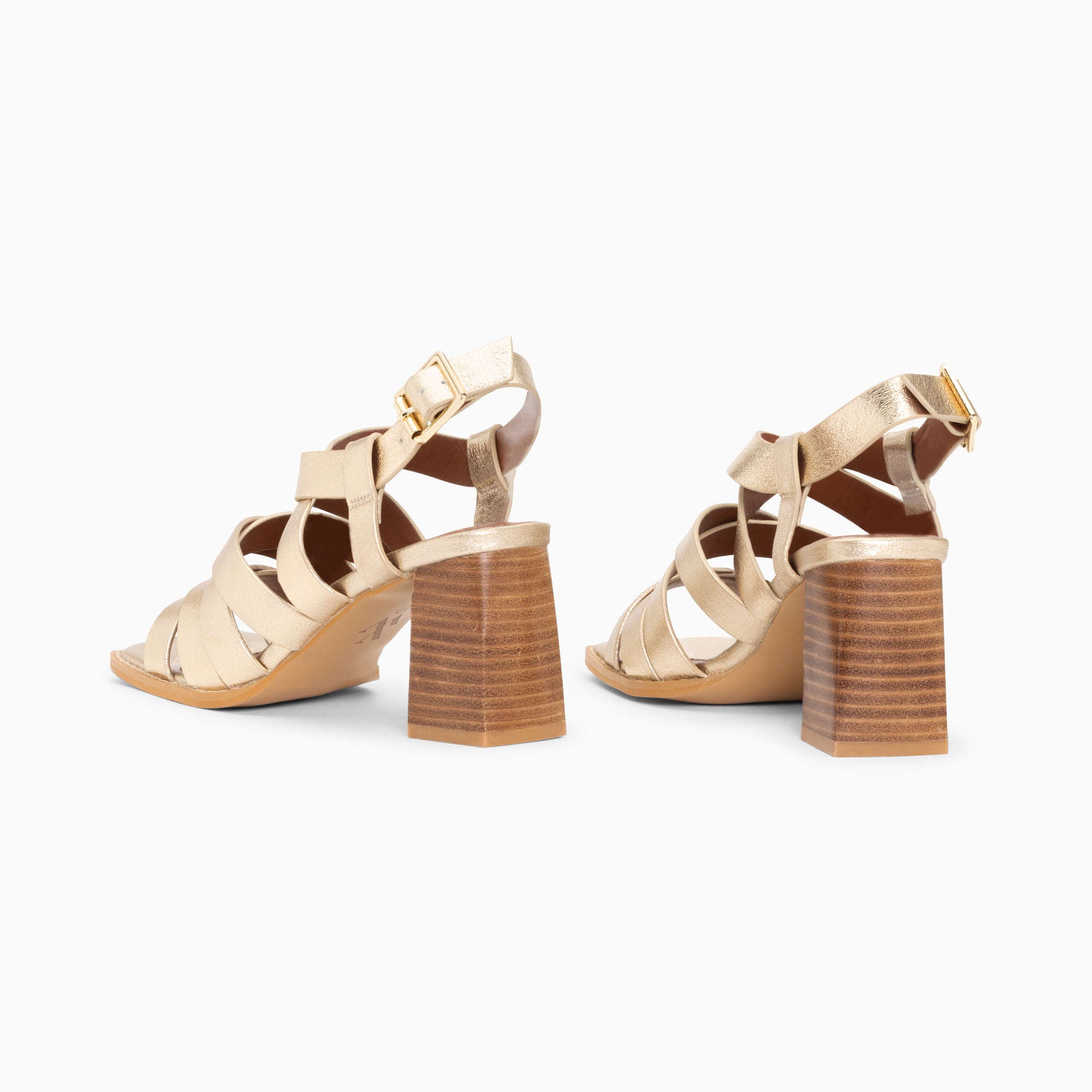 Sandales à talon, Compensées-Sandales Loriane or à multibrides croisées et talon haut