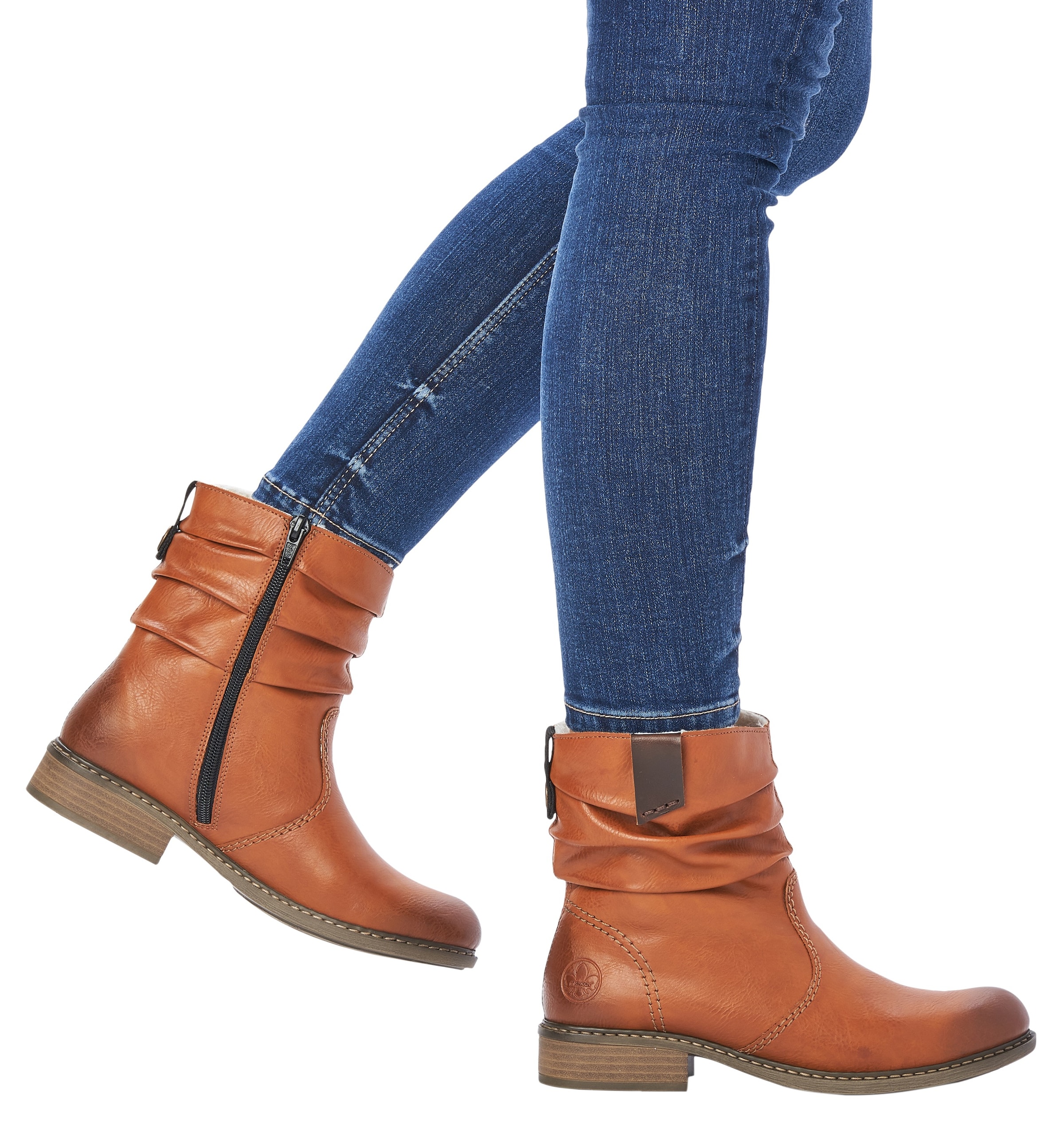 Rieker Winterboots  , Winterstiefelette, Blockabsatz, Warmfutter, geraffter slouchy Schaft