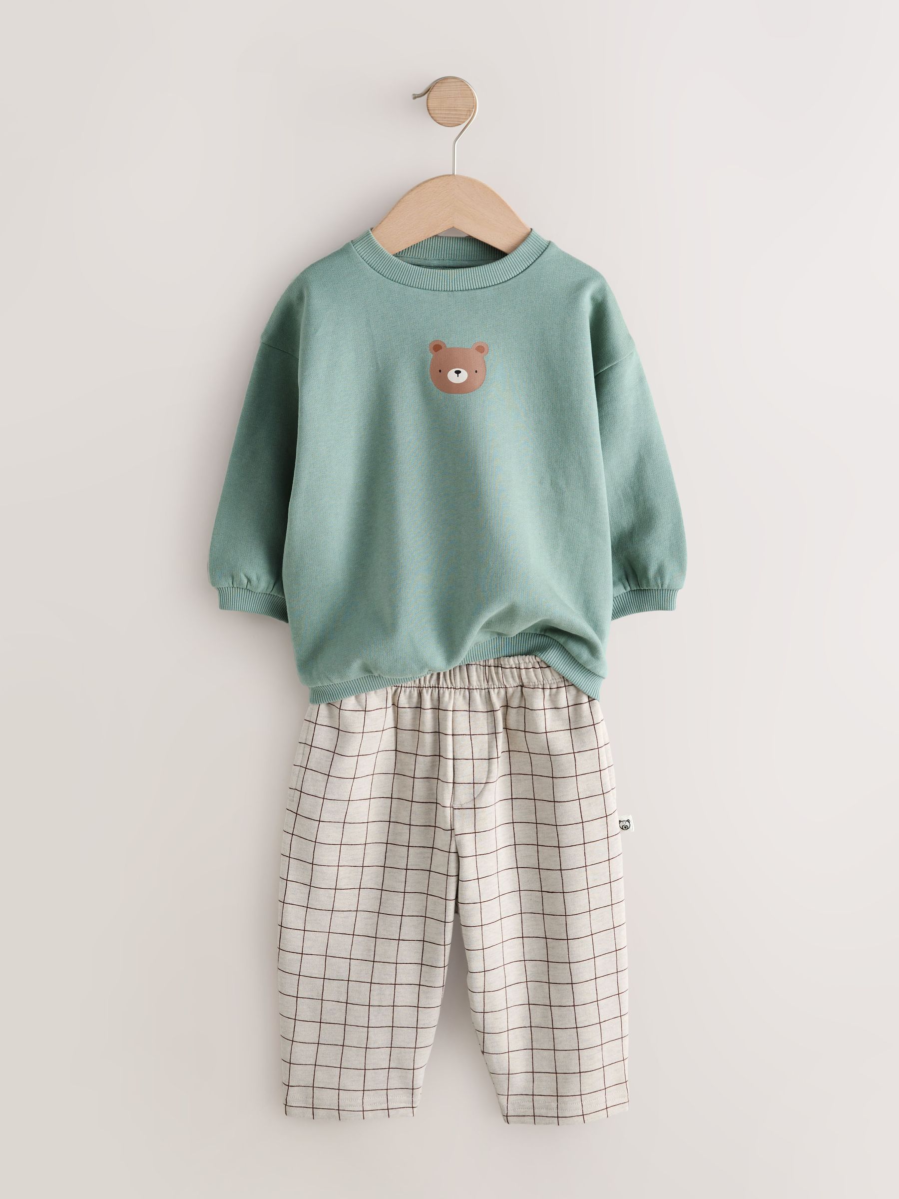 Blauw met beren - Set met sweatshirt en joggingbroek met strepen (3mnd-7jr)