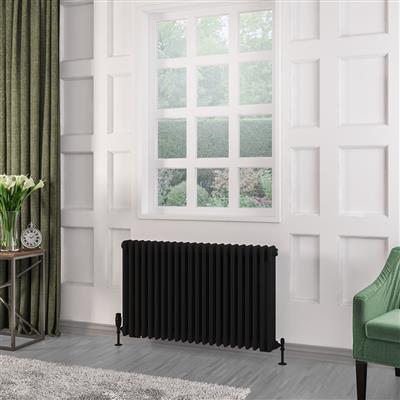 Eastbrook Rivassa 3 koloms radiator 100x60cm staal 1794W zwart mat