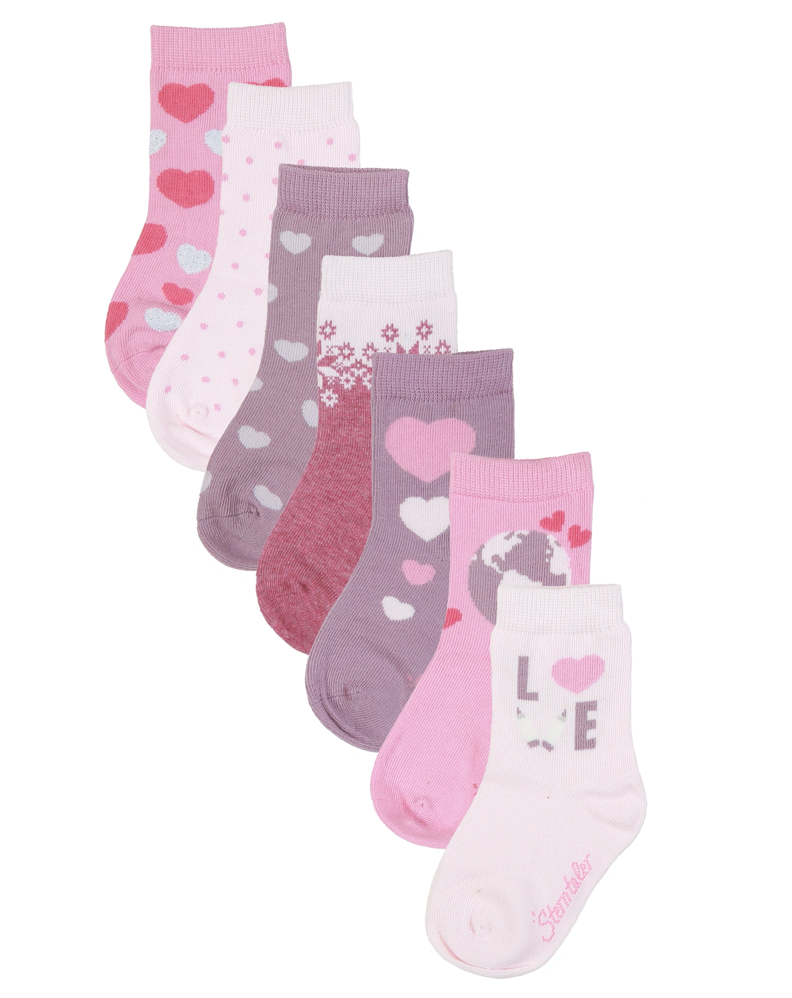 Socken HEARTS 7er-Pack in rosa