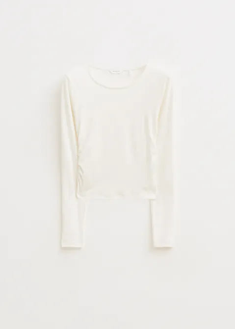 T-shirt met lange mouwen geribd off-white (WIT.O)