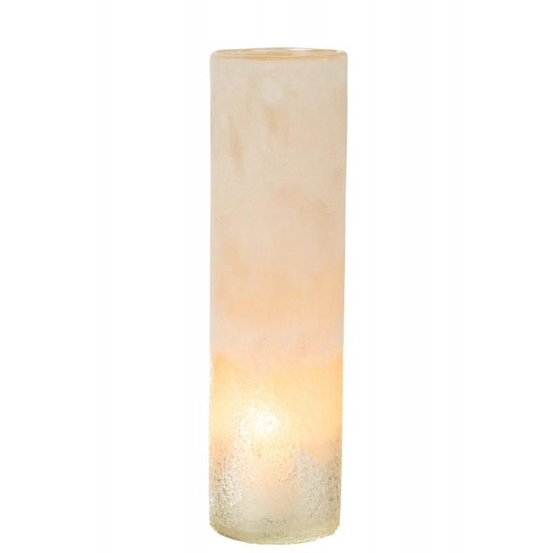 Vase cylindre en verre beige 11x11x41 cm