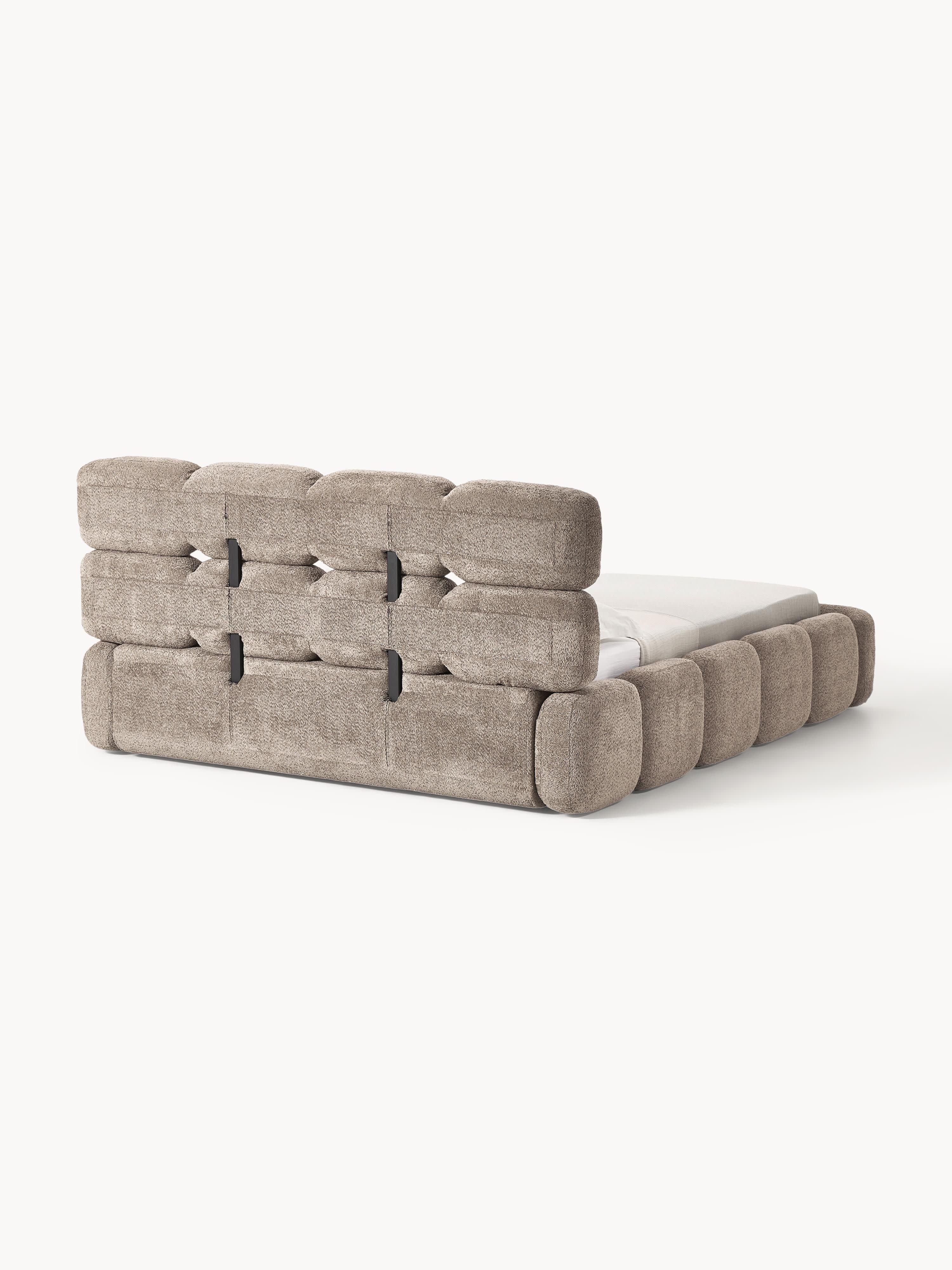 Gestoffeerd bed Tayla van teddy bouclé met opbergruimte