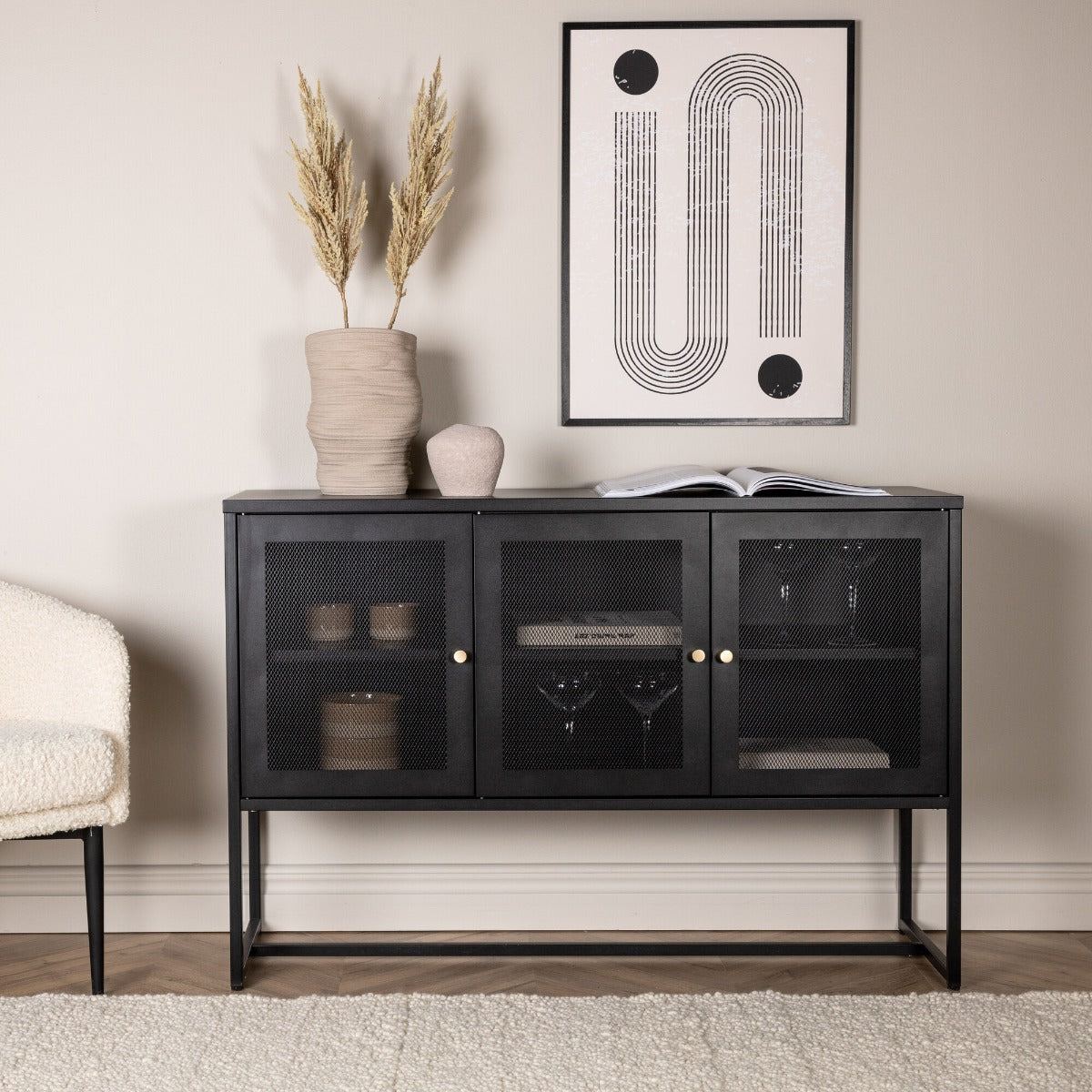 FjÃ´rd - Dressoir Zwart 120cm - Staal - Malla