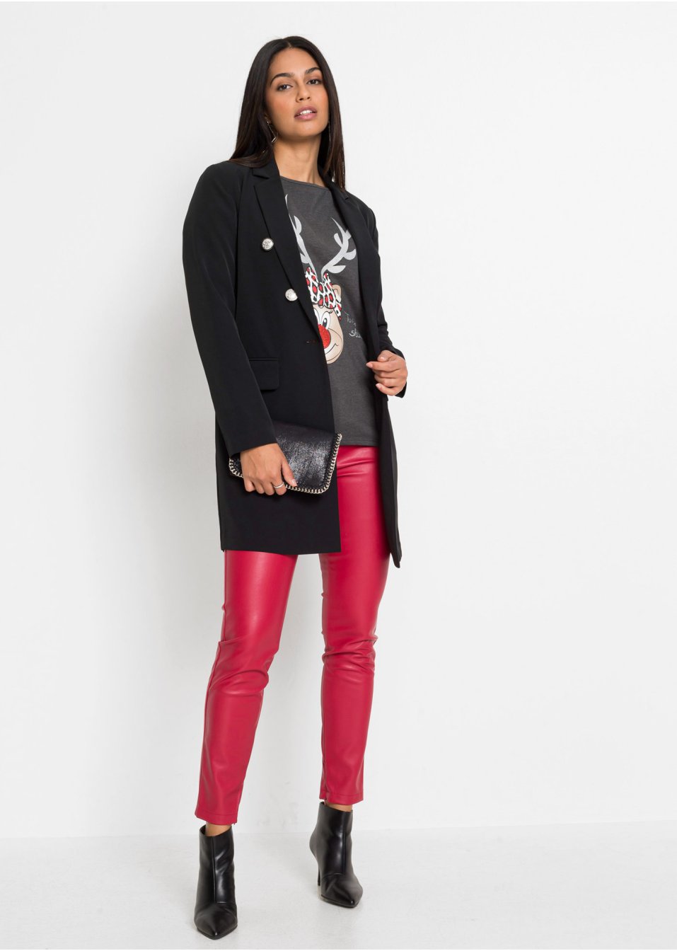 T-shirt épaules découvertes avec motif de Noël