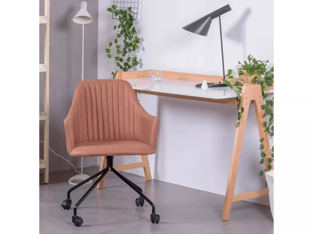 Table de bureau minimaliste en bois de chêne - Pop - Blanc