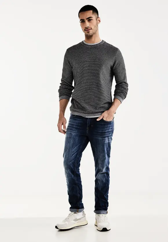 Feiner Slub-Pullover - carbon grey melange